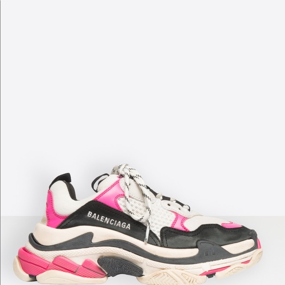 Balenciaga Triple S Sneakers - Black, Pink, Cream - Picture 1 of 16